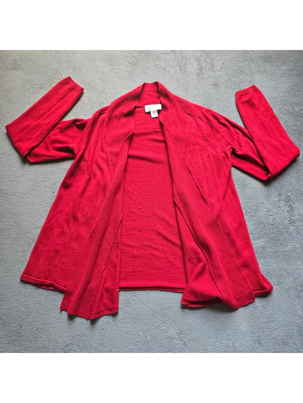 LOFT Red Open Front Draped Shawl Collar Knit Cardigan Sweater Women’s Size Small